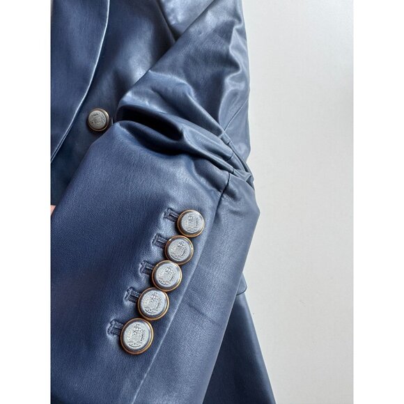 NWOT VERONICA BEARD Beacon Storm Blue Faux Leather Dickey Jacket Blazer, Size 2 - Picture 10 of 16